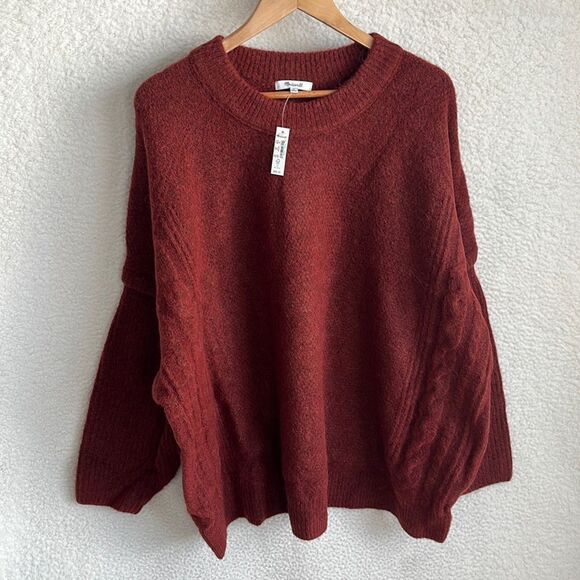 Madewell Havener Cable Knit Pullover Sweater Womens 4X Brown - Picture 2 of 9